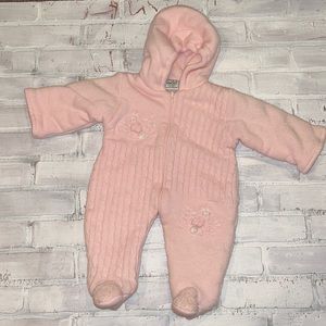 Baby girl vintage 3m light pink zipper knit bunting suit